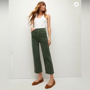 Veronica Beard Army Green Crosbie High-Rise Wide-Leg Pants Size 29